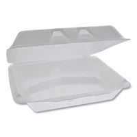 Smartlock Foam Hinged Containers, X-large, 9.5 X 10.5 X 3.25, 3-compartment, White, 250-carton