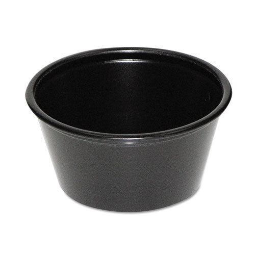 Plastic Soufflé Cups, 2 Oz., Black, 200-bag, 12 Bags-carton