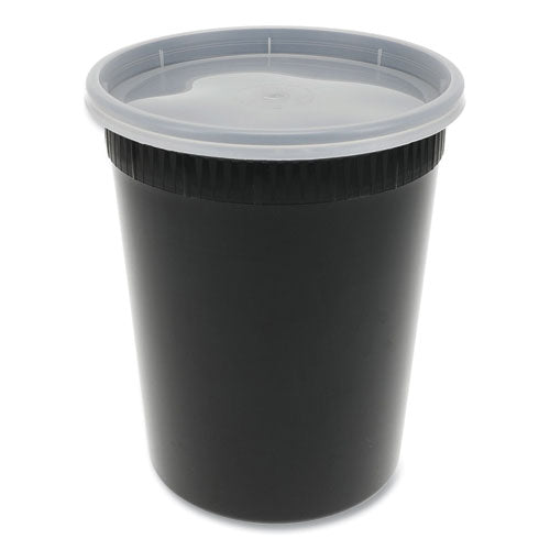 Newspring Delitainer Microwavable Container, 32 Oz, 4.55 X 4.55 X 5.55, Black/clear, Plastic, 240/carton