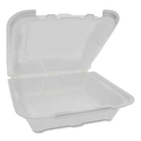 Foam Hinged Lid Containers, Dual Tab Lock, 8.42 X 8.15 X 3, 1-compartment, White, 150-carton