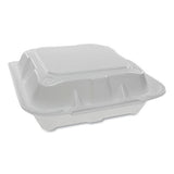 Foam Hinged Lid Containers, Dual Tab Lock, 8.42 X 8.15 X 3, 1-compartment, White, 150-carton