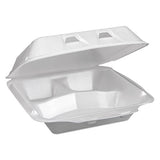 Foam Hinged Lid Containers, Dual Tab Lock, 9.13 X 9 X 3.25, 1-compartment, White, 150-carton