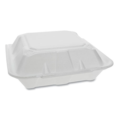 Foam Hinged Lid Containers, Dual Tab Lock, 9.13 X 9 X 3.25, 1-compartment, White, 150-carton