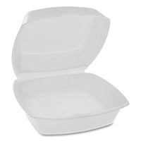 Foam Hinged Lid Containers, Single Tab Lock, 6.38 X 6.38 X 3, 1-compartment, White, 500-carton