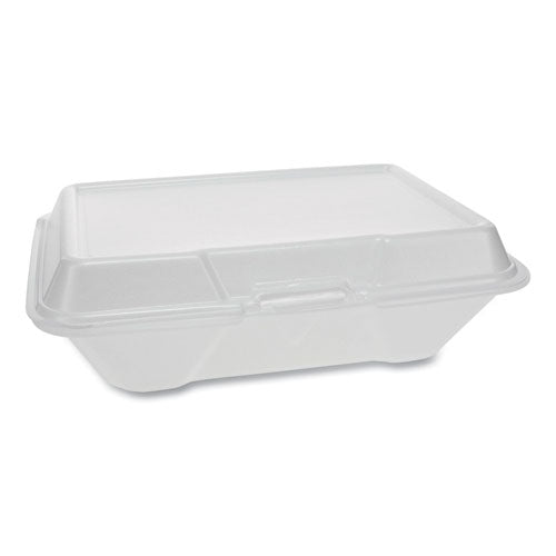 Foam Hinged Lid Containers, Single Tab Lock #205 Utility, 9.19 X 6.5 X 2.75, 1-compartment, White, 150-carton