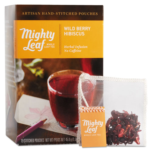 Whole Leaf Tea Pouches, Wild Berry Hibiscus, 15-box