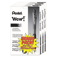 Wow! Retractable Ballpoint Pen Value Pack, Medium 1 Mm, Black Ink-barrel, 36-pack