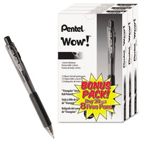 Wow! Retractable Ballpoint Pen Value Pack, Medium 1 Mm, Black Ink-barrel, 36-pack