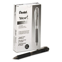 Wow! Retractable Ballpoint Pen, Medium 1 Mm, Black Ink-barrel, Dozen