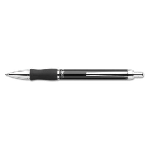 Client Ballpoint Pen, Retractable, Medium 1 Mm, Black Ink, High-gloss Black-chrome Barrel