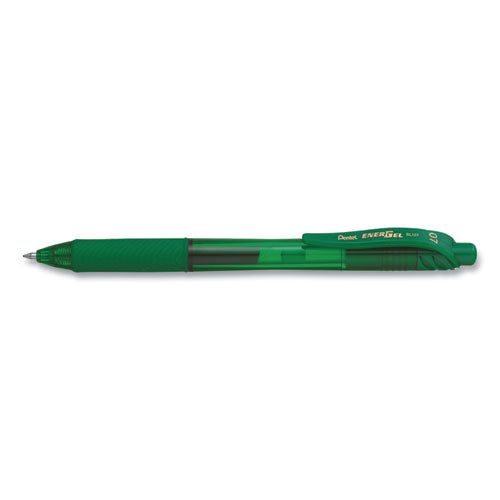 Energel-x Gel Pen, Retractable, Medium 0.7 Mm, Green Ink, Green Barrel, Dozen
