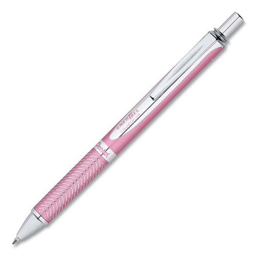 Energel Alloy Rt Retractable Gel Pen, Medium 0.7mm, Black Ink, Pink Barrel
