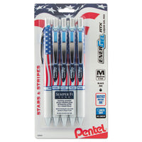 Energel Rtx Retractable Gel Pen, 0.7 Mm, Black Ink, Red-white-blue Barrel, 5-pack