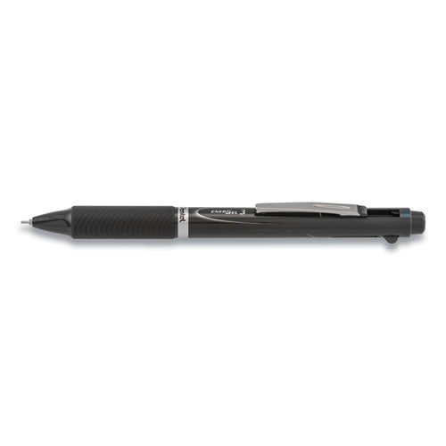 Energel 3 Multi-color Gel Pen, Retractable, Fine 0.5 Mm, Black-blue-red Ink, Gray Barrel