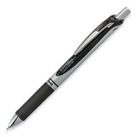 Energel Rtx Gel Pen, Retractable, Extra-fine 0.3 Mm, Black Ink, Black-silver Barrel, Dozen