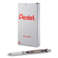 Energel Pearl Gel Pen, Retractable, Medium 0.7 Mm, Black Ink, White-black Barrel, Dozen