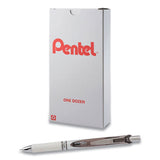 Energel Pearl Gel Pen, Retractable, Medium 0.7 Mm, Black Ink, White-black Barrel, Dozen