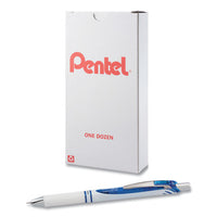 Energel Pearl Gel Pen, Retractable, Medium 0.7 Mm, Blue Ink, White-blue Barrel, Dozen