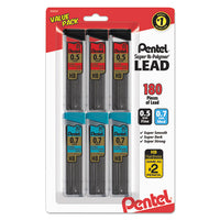 Super Hi-polymer Lead Refill Value Pack, 0.5 Mm; 0.7 Mm, Hb, Black, 30-tube, 6 Tubes-pack