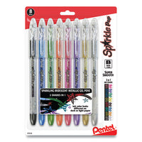 Sparkle Pop Metallic Gel Pen, Stick, Bold 1 Mm, Assorted Ink Colors, Clear Barrel, 8-pack