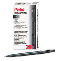Rolling Writer Stick Roller Ball Pen, Medium 0.8mm, Black Ink-barrel, Dozen