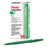 Rolling Writer Stick Roller Ball Pen, Medium 0.8mm, Green Ink-barrel, Dozen