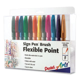 Sign Pen Flexible Point Marker Pen, Fine Brush Tip, Assorted Colors, Dozen