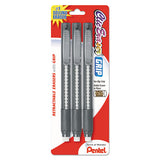 Clic Eraser Grip Eraser, White Polyvinyl Chloride Eraser, Randomly Assorted Barrel Colors, 3-pack