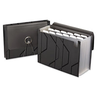 Sliding Cover Expanding File, 4" Expansion, 13 Sections, 1-6-cut Tab, Letter Size, Black