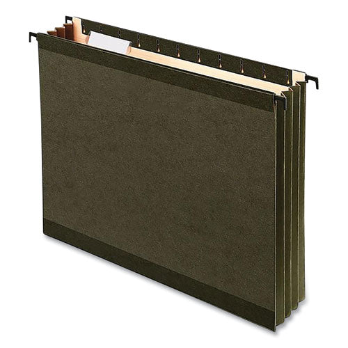 Surehook Hanging Pocket File, Legal Size, 1-5-cut Tab, Standard Green, 4-pack