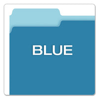 Colored File Folders, 1-3-cut Tabs, Letter Size, Blue-light Blue, 100-box
