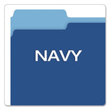 Colored File Folders, 1-3-cut Tabs, Letter Size, Navy Blue-light Blue, 100-box