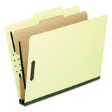 Four-, Six-, And Eight-section Pressboard Classification Folders, 2 Dividers, Embedded Fasteners, Letter Size, Green, 10-box