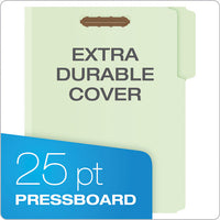 Heavy-duty Pressboard Folders W- Embossed Fasteners, Letter Size, Green, 25-box