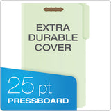 Heavy-duty Pressboard Folders W- Embossed Fasteners, Legal Size, Green, 25-box