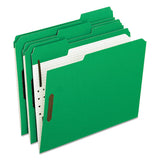 Colored Folders With Two Embossed Fasteners, 1-3-cut Tabs, Letter Size, Green, 50-box