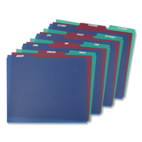 Poly Top Tab File Guides, 1-3-cut Top Tab, January To December, 8.5 X 11, Assorted Colors, 12-set