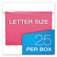 Colored Reinforced Hanging Folders, Letter Size, 1-5-cut Tab, Pink, 25-box