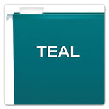 Colored Reinforced Hanging Folders, Letter Size, 1-5-cut Tab, Teal, 25-box