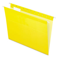 Colored Reinforced Hanging Folders, Letter Size, 1-5-cut Tab, Yellow, 25-box