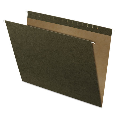 Reinforced Hanging File Folders, Large Format Size, Straight Tab, Standard Green, 25-box