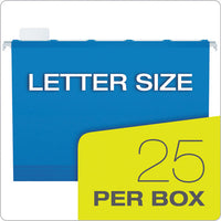 Ready-tab Colored Reinforced Hanging Folders, Letter Size, 1-5-cut Tab, Blue, 25-box
