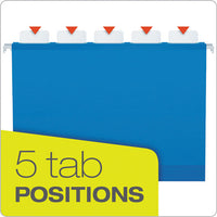 Ready-tab Colored Reinforced Hanging Folders, Letter Size, 1-5-cut Tab, Blue, 25-box