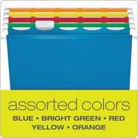 Ready-tab Extra Capacity Reinforced Colored Hanging Folders, Letter Size, 1-5-cut Tab, Assorted, 20-box