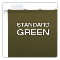 Ready-tab Extra Capacity Reinforced Colored Hanging Folders, Letter Size, 1-5-cut Tab, Standard Green, 20-box