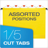 Surehook Hanging Folders, Letter Size, 1-5-cut Tab, Yellow, 20-box