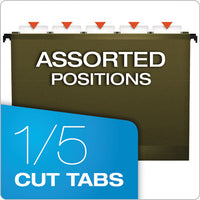 Surehook Hanging Folders, Letter Size, 1-5-cut Tab, Standard Green, 20-box