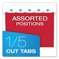 Colored Hanging Folders, Letter Size, 1-5-cut Tab, Red, 25-box