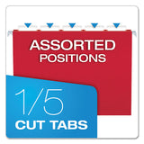 Colored Hanging Folders, Letter Size, 1-5-cut Tab, Red, 25-box