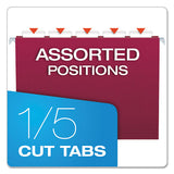 Colored Hanging Folders, Letter Size, 1-5-cut Tab, Burgundy, 25-box